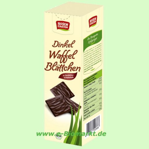 Feine Dinkel-Waffelbl�tter, in Zartbitterschokolade (Rosengarten