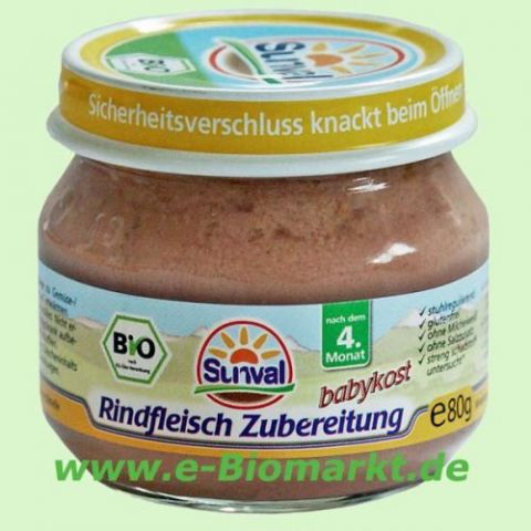 Rindfleisch Zubereitung, nach dem 4. Monat (Sunval)
