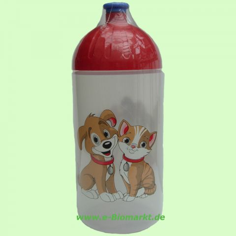 Trinkflasche ISYbe 500 ml, Auto, blautransparent/rot (ISYbe)