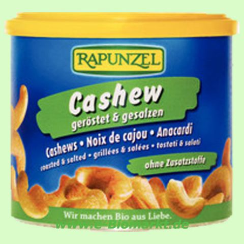Cashews ger�stet, gesalzen in der Dose (Rapunzel)