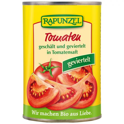 Tomaten gesch�lt und geviertelt in der Dose (Rapunzel)