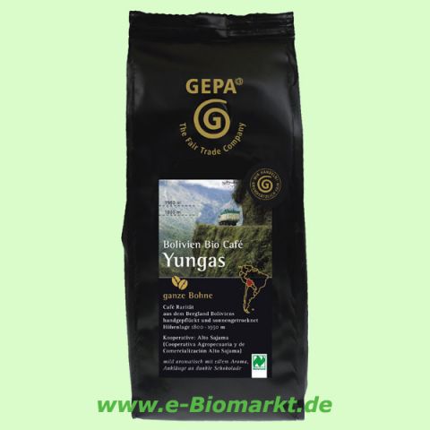 Kaffeerarit�t Bolivien Bio Caf� Yungas, ganze Bohne (Gepa)