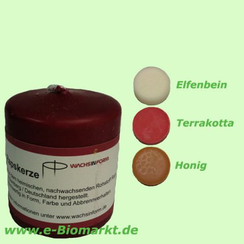 Raps-Stumpenkerze Flachkopf L70/D60 (Wachsinform)