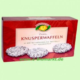 Dinkel Knusperwaffeln, Zartbitter mit Koskosraspeln (Rosengarten
