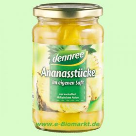 Ananas St�cke, im eigenen Saft (Dennree)