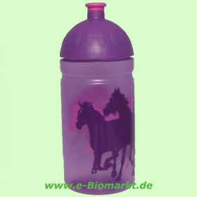 Trinkflasche ISYbe 500 ml, Pferde, pinktransparent/lila (ISYbe)