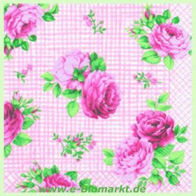 Serviette Motiv Gingham Roses rose (Venceremos)