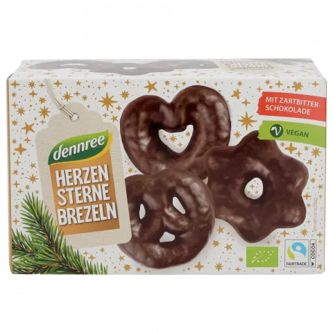 Herzen Sterne Brezeln Zartbitter (dennree)