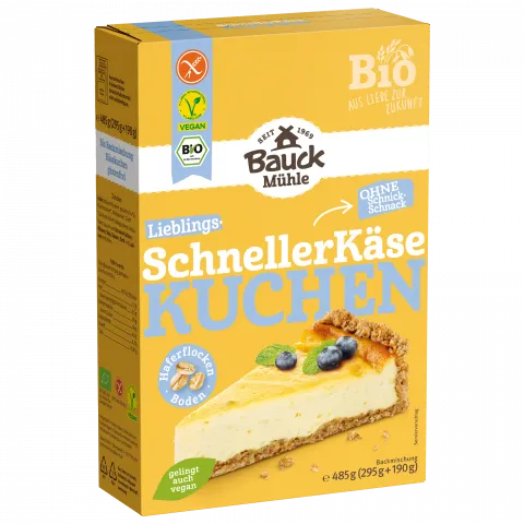 Schneller Ksekuchen, glutenfreie Bio-Kuchenbackmischung (Bauckhof)