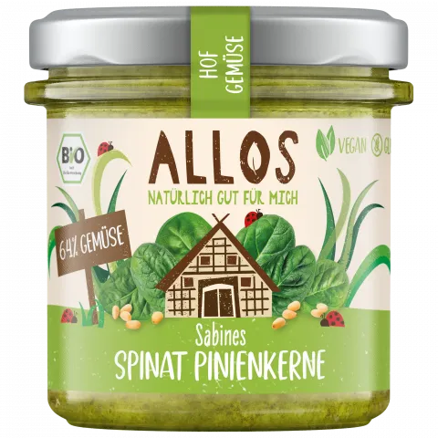 Hofgemse Sabines Spinat-Pinienkerne - pflanzlicher Bio-Brotaufstrich (Allos)