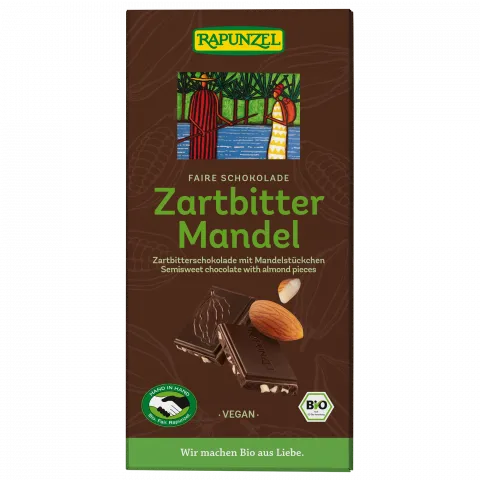 Zartbitter Schokolade mit Mandelst�ckchen 55% HIH (Rapunzel)