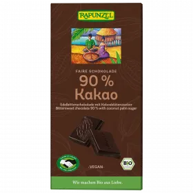 Bitterschokolade 90% Kakao mit Kokosbltenzucker HIH (Rapunzel)