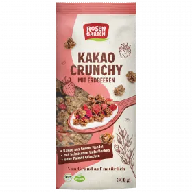 Kakao-Crunchy mit Erdbeeren (Rosengarten)