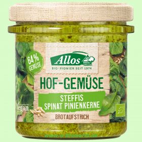 Hofgemse Steffi`s Spinat-Pinienkerne - pflanzlicher Bio-Brotaufstrich (Allos)